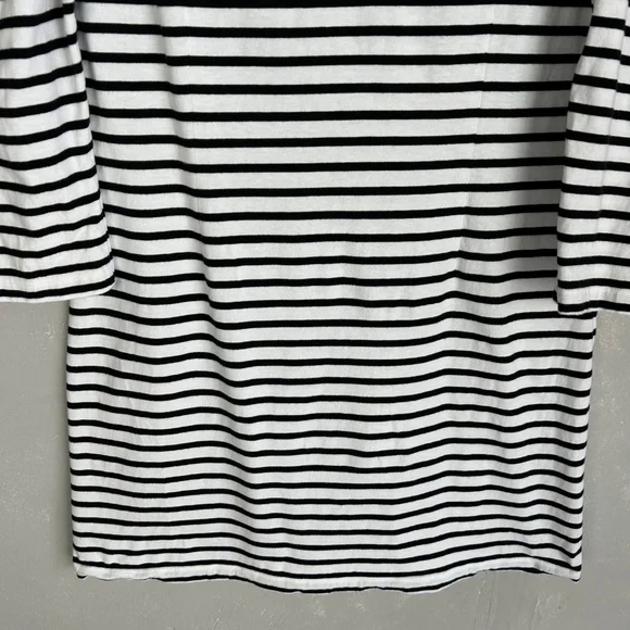 A.L.C size L Kidman mini shirt dress black white stripe 3/4 puff sleeve cotton - Picture 9 of 12